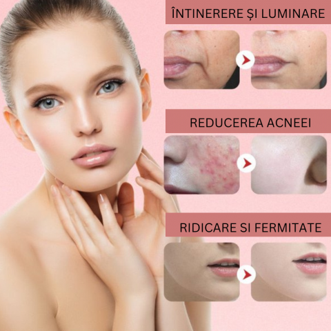 Aparat Profesional pentru masaj si tratament facial, Intinerirea pielii 7 in 1, Stimulare EMS, Lifting facial, Eliminare Acnee, Terapie cu fotoni de lumina, Anti rid, Mov [2]