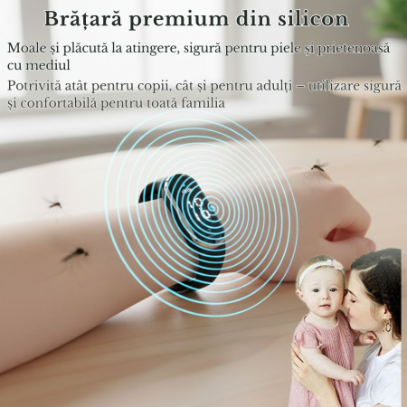 Bratara anti-tantari cu Ultrasunete si Ceas Digital CLAUSTEEL, Masoara Temperatura corporala si Numarul de pasi, Model Ultimate, Anti-insecte, Incarcare USB, Rezistenta la apa, Unisex, negru [4]