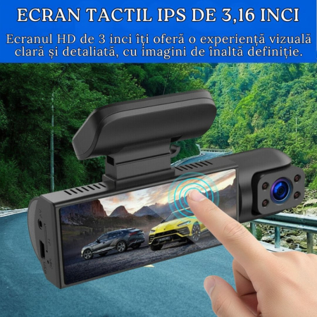 Camera Auto De Bord 2in1 Dual CLAUSTEEL DVR Camera High PRO Ultra HD 1440P, Wireless, 2 Lentile Fata-Interior, Unghi Ultra-Larg De 170°, Display 3.16", Night Vision HD, Inregistrare Dubla, Loop Record [9]