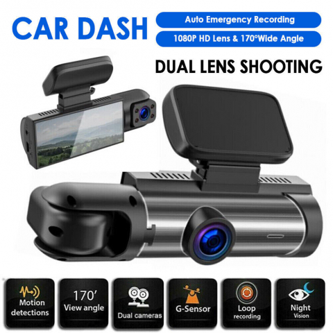Camera Auto De Bord 2in1 Dual CLAUSTEEL DVR Camera High PRO Ultra HD 1440P, Wireless, 2 Lentile Fata-Interior, Unghi Ultra-Larg De 170°, Display 3.16", Night Vision HD, Inregistrare Dubla, Loop Record [2]