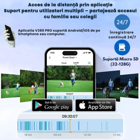 Camera de supraveghere CLAUSTEEL 2in1 cu panou solar, conexiune SIM 4G, 6MP, 8W, acumulator de 8000 mAh, Rotire automata, urmarire inteligenta, Night Vision color, Slot Card MicroSD, Microfon, Alim [8]