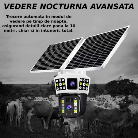 Camera de supraveghere CLAUSTEEL 2in1 cu vedere tripla, Panou Solar Dublu, 4MP, Portabila, Acumulator incorporat 12000mah, Rotire automata, Micro SD, Cartela SIM, Conexiune 4G, Supravegheaza trei zone [4]