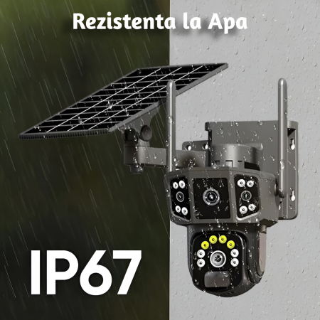 Camera de supraveghere CLAUSTEEL 2IN1 M144 cu Vedere Tripla, Cartela SIM 4G, Panou Solar Monocristalin, acumulatori 9800mAh, 6K, 6 Megapixeli, Night Vision Color, Portabila, Rotire Automata, Intell [4]