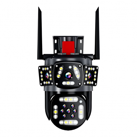 CAMERE DE SUPRAVEGHERE WIRELESS - Camera de supraveghere CLAUSTEEL 3IN1 M145, Tripla, 6K, 6 Megapixeli, Wireless, Portabila, Rotire automata, Micro SD, Inteligent tracking, Supravegheaza 3 zone simultan, Negru
