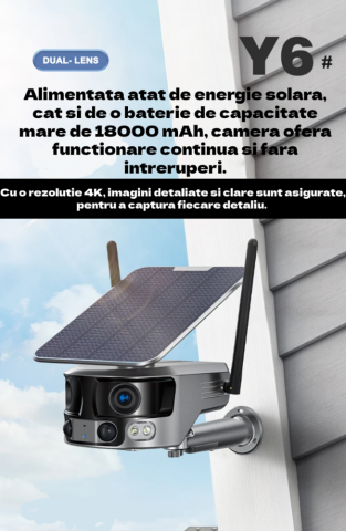 Camera de Supraveghere CLAUSTEEL 4K cu Panou Solar Inclus, Conexiune Cartela SIM 4G, Lentile Duale, Night Vision Color, Panorama 180°, Microfon Incorporat, Baterie 18000 mAh, Alarma miscare, Supravegh [1]