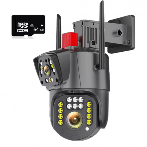 Camera de supraveghere CLAUSTEEL FullHd 4MP PTZ WiFi, exterior/interior, Night Vision Color, Comunicare bidirectionala, Intelligent tracking, IP66, Alarma miscare, Card microSD 64 GB inclus [1]