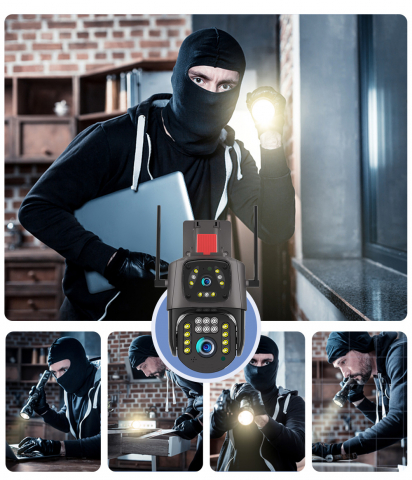 Camera de supraveghere CLAUSTEEL FullHd 4MP PTZ WiFi, exterior/interior, Night Vision Color, Comunicare bidirectionala, Intelligent tracking, IP66, Alarma miscare, Card microSD 64 GB inclus [5]