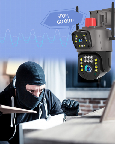 Camera de supraveghere CLAUSTEEL FullHd 4MP PTZ WiFi, exterior/interior, Night Vision Color, Comunicare bidirectionala, Intelligent tracking, IP66, Alarma miscare, Card microSD 64 GB inclus [2]