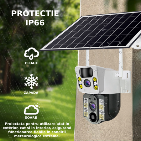 Camera de supraveghere CLAUSTEEL M119 2in1 cu Panou Solar inclus 20W, 4MP, Portabila, Acumulator incorporat 12000mah, Rotire automata, Micro SD, Cartela SIM, Conexiune 4G, Supravegheaza doua zone in a [2]