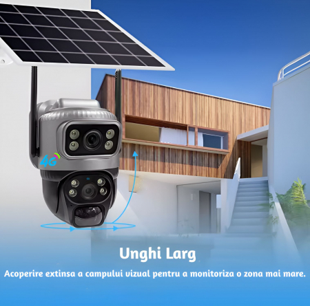 Camera de supraveghere CLAUSTEEL MAN 132 duala cu Panou Solar inclus, 2 lentile, 4MP, Portabila, Acumulator incorporat 8000mah, Rotire automata, Micro SD, Cartela SIM, Conexiune 4G, Supravegheaza doua [3]