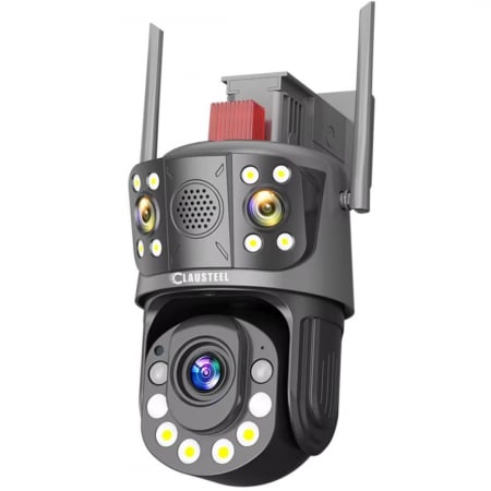 Camera de Supraveghere Profesionala CLAUSTEEL 3in1 WiFi, Tripla cu Zoom 99x, 12 MP, 6K, Vizualizare la 1 KM, Senzor PIR, Notificari pe Telefon, Smart Night Vision cu IR pana la 120 M, Slot MicroSD, Mi [9]