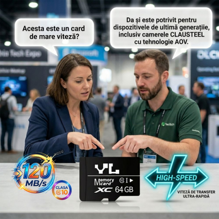 Card de memorie microSD 64 GB, de mare viteza 120 MB/s, compatibil AOV, camere supraveghere moderne, telefoane, tablete, DVR si dispozitive ultima generatie, PC-uri, Clasa 10 [2]