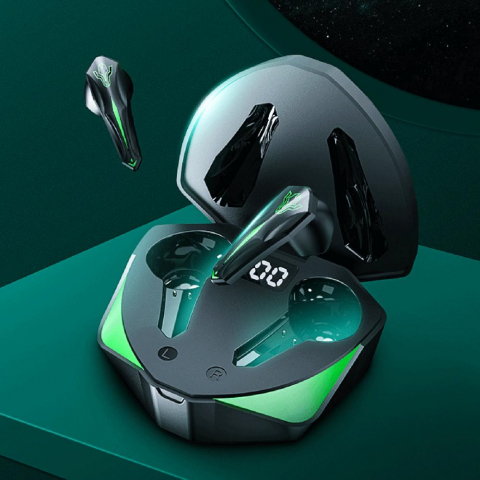 AUDIO - Casti Wireless Audio Gaming CLAUSTEEL Q35 , fara fir, Bluetooth 5.3, Microfon HD, Control tactil, Afisaj Digital, Functie Noise Cancellation, Iluminare Led RGB, IPX7, Mod Joc-Muzica, Autonomie 5-6 ore