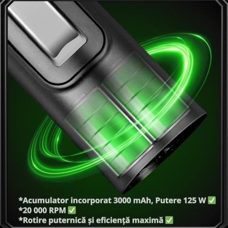 Curatator Electric Solzi de Peste si Fructe de mare CLAUSTEEL, 20 000 RPM, IPX7, Acumulator incorporat 3000 mAh, Putere 125 W, Lame din Otel Inoxidabil, Negru [2]