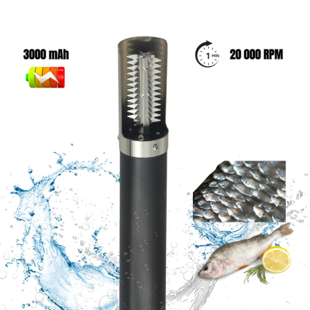 UTILE - Curatator Electric Solzi de Peste si Fructe de mare CLAUSTEEL, 20 000 RPM, IPX7, Acumulator incorporat 3000 mAh, Putere 125 W, Lame din Otel Inoxidabil, Negru