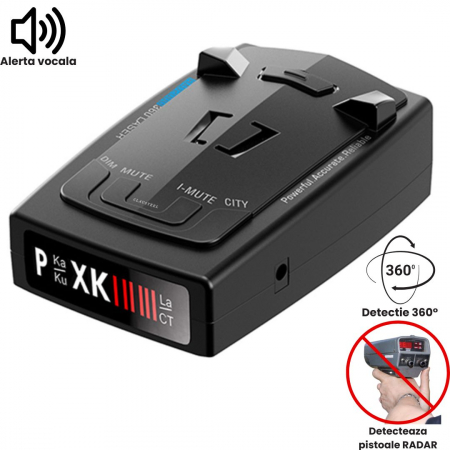 ACCESORII AUTO - MOTO - Detector de radar CLAUSTEL RAD2000, 16 benzi, Detectie laser 360 grade X K KA, Detecteaza Radare si Pistoale Radar noi, Ecran LED, Accesorii incluse