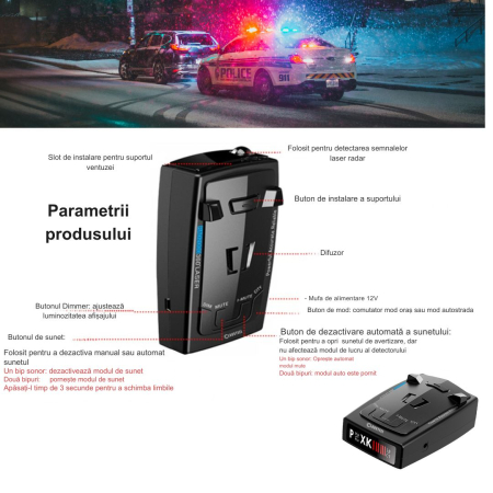 Detector de radar CLAUSTEL RAD2000, 16 benzi, Detectie laser 360 grade X K KA, Detecteaza Radare si Pistoale Radar noi, Ecran LED, Accesorii incluse [6]