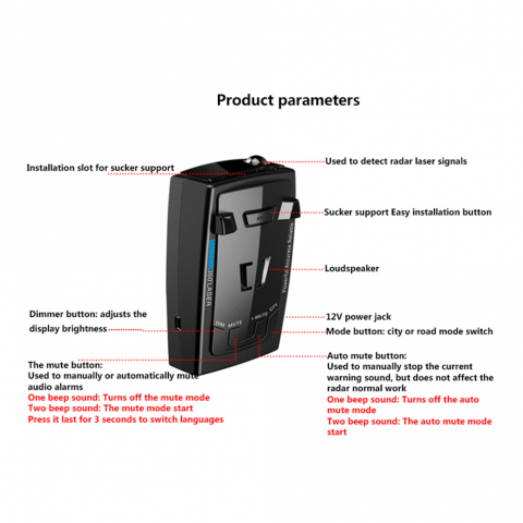 Detector de radar CLAUSTEL RAD2000, 16 benzi, Detectie laser 360 grade X K KA, Detecteaza Radare si Pistoale Radar noi, Ecran LED, Accesorii incluse [8]