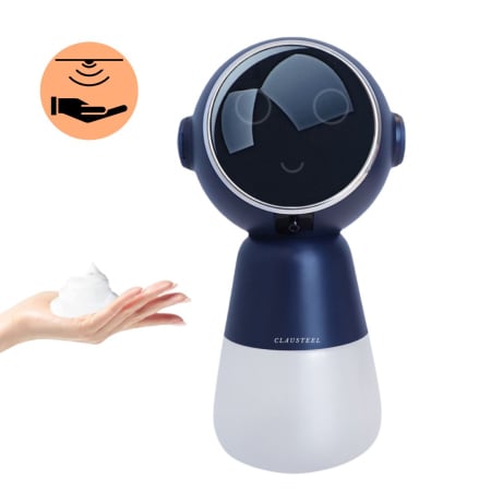 DISPENSERE DE SAPUN - Dispenser automat de sapun lichid, spuma, sampon, cu senzor de miscare in forma de extraterestru, cu functie de luminare a ochilor, acumulator incorporat, ideal pentru copii dar si pentru adulti, alba