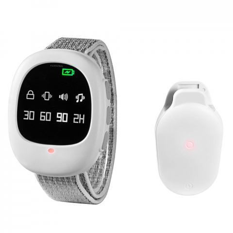 Dispozitiv cu Alarma anti-umiditate CLAUSTEEL, Ceas cu alarma pentru incontinenta urinara, 4 Moduri de operare, Setare de vibratie si temporizare, Reincarcabil, pentru antrenament la olita, Senzor ant [0]