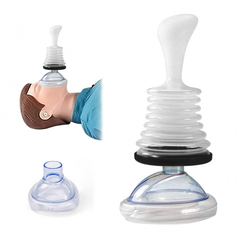 MEDICALE - Dispozitiv de Urgenta cu Vacuum Anti Asfixiere si Anti Inec CLAUSTEEL, Dispozitiv de Salvare, Prim Ajutor cu Masti pentru Resuscitare in 2 Dimensiuni pentru Copii si Adulti, Kit de Prim Ajutor Portabi