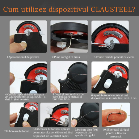 Dispozitiv electric automat pentru legarea carligelor de pescuit CLAUSTEEL, Portabil , Leaga toate tipurile de carlige, Ideal pentru trusa oricarui pescar [3]