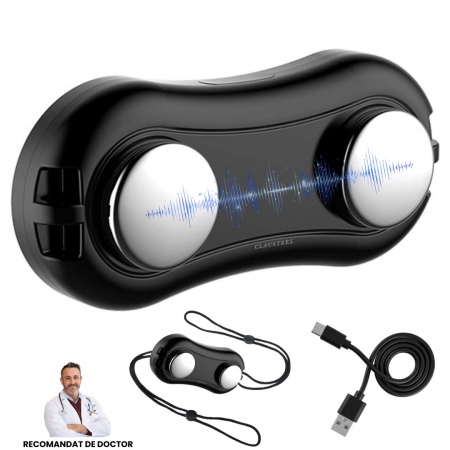 MEDICALE - Dispozitiv Inteligent Anti-Sforait CLAUSTEEL cu acumulator, Tehnologie EMS, Detecteaza automat Sforaitul si Regleaza Tulburarile Respiratorii cu ajutorul microcurentilor, Imbunatateste calitatea somnu