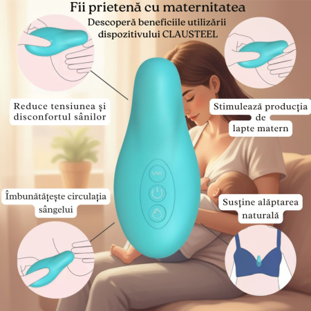 Dispozitiv Portabil de Masaj Pentru Stimularea Lactatiei si Cresterea Fluxului De Lapte, Functie De Incalzire Si Vibratie, Ajuta la Imbunatatirea Circulatiei Sangelui Si Deblocarea Conductelor Infunda [6]