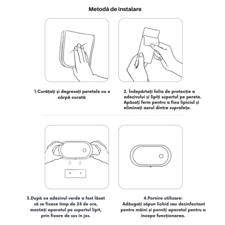 Dozator CLAUSTEEL cu Dispenser automat cu senzor de miscare tactil pentru sapun spuma si dezinfectant,500ML, Display cu afisaj LED, afiseaza temperatura, ora si nivelul de spumare, acumulator 2000mAh, [8]
