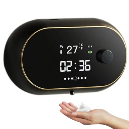Dozator CLAUSTEEL cu Dispenser automat cu senzor de miscare tactil pentru sapun spuma si dezinfectant,500ML, Display cu afisaj LED, afiseaza temperatura, ora si nivelul de spumare, acumulator 2000mAh, [7]