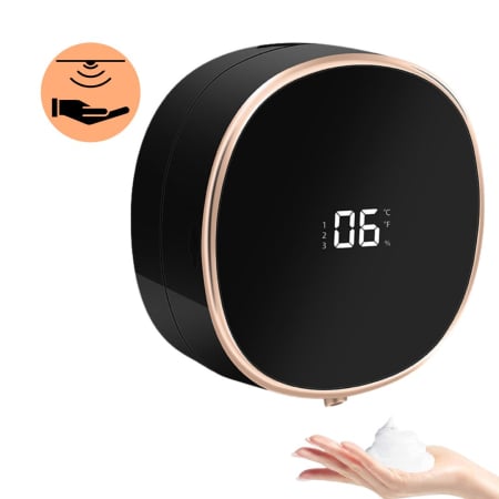 DISPENSERE DE SAPUN - Dozator CLAUSTEEL cu Dispenser automat cu senzor de miscare tactil pentru sapun spuma si dezinfectant, Display cu afisaj LED, afiseaza bateria si nivelul de spumare, negru