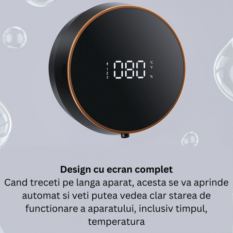 Dozator CLAUSTEEL cu Dispenser automat cu senzor de miscare tactil pentru sapun spuma si dezinfectant, Display cu afisaj LED, afiseaza bateria si nivelul de spumare, negru [4]