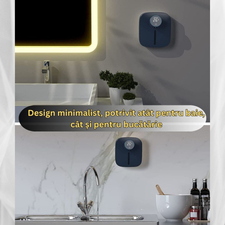 Dozator cu Dispenser automat x101 cu senzor de miscare tactil pentru sapun spuma si dezinfectant, Display cu afisaj LED, afiseaza temperatura si nivelul de spumare, Albastru [6]