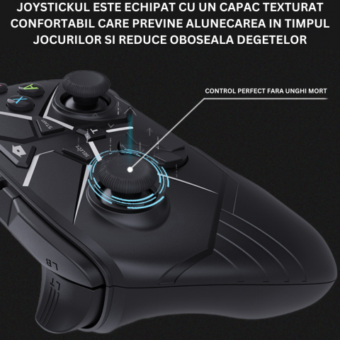 Gamepad Wireless CLAUSTEEL cu vibratie dubla, Acumulator 350mAh, pentru Telefon, Tableta, PC, XBOX, PS3, PS4, Suport pentru telefon inclus [4]