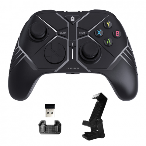 Gamepad Wireless CLAUSTEEL cu vibratie dubla, Acumulator 350mAh, pentru Telefon, Tableta, PC, XBOX, PS3, PS4, Suport pentru telefon inclus [1]