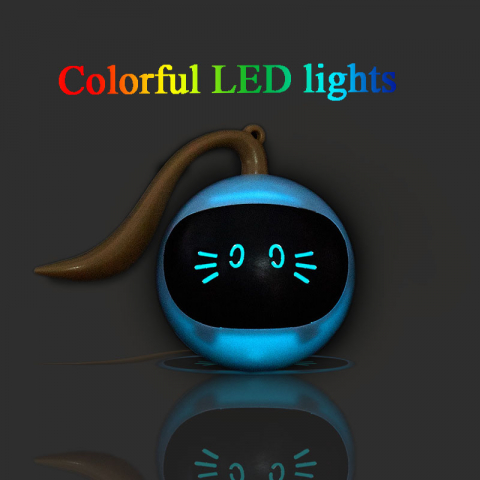 PET SHOP & INSECTICIDE SI CAPCANE - Jucarie de exercitiu interactiva, inteligenta de tip minge rotativa automata electrica cu auto-rotire, se rostogoleste si sare, LED-uri colorate, reincarcabila prin USB, Ideala pentru copii, caini si