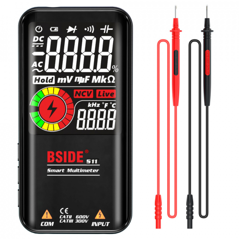 SCULE - Multimetru Digital Multifunctional CLAUSTEEL BSIDE, Functii automate de masurare a Tensiunii, Rezistentei, Continuitatii, Capacitatii, Frecventei si detectare a firelor LIVE
