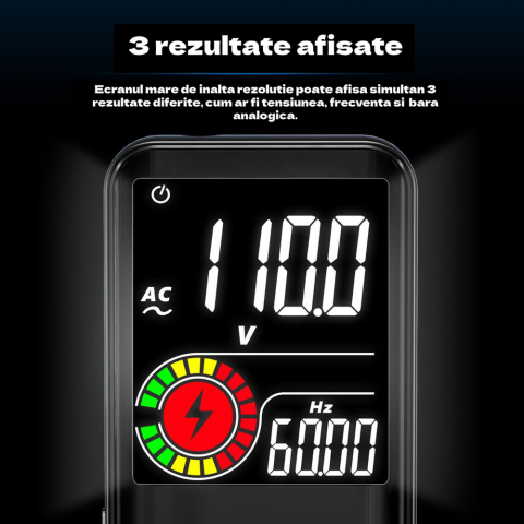 Multimetru Digital Multifunctional CLAUSTEEL BSIDE, Functii automate de masurare a Tensiunii, Rezistentei, Continuitatii, Capacitatii, Frecventei si detectare a firelor LIVE [8]