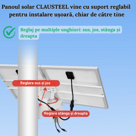 Panou solar CLAUSTEEL pentru camere de supraveghere, 60W, 12V, acumulator inclus 40 Ah, monocristalin, IP67, incarcare si stocare energie, autonomie până la 20h cu doar 1h de încărcare [5]
