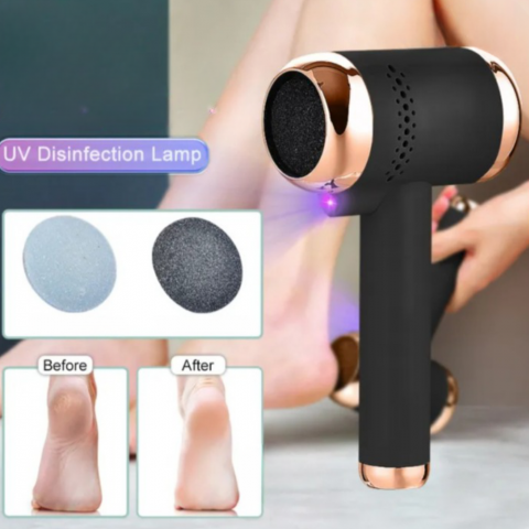 Pila Electrica Pentru Talpi si Calcaie CLAUSTEEL, Acumulator 2400 mAh Quick Charge, Lumina LED, 4 Capete de Slefuit, Sistem de Vacuum Incorporat, Dezinfectare cu Lumina Violeta, Incarcare USB [2]