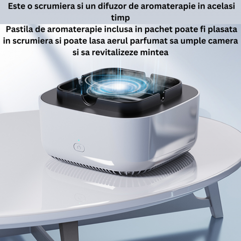Scrumiera electrica CLAUSTEEL cu purificator de aer incorporat, Pastila de aromaterapie inclusa, Aspira fumul si elimina mirosurile neplacute, Acumulator lithiu incorporat, Incarcare Usb, Gri [3]