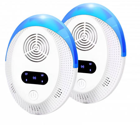 Set cu 2 Aparate profesionale cu ultrasunete CLAUSTEEL, anti rozatoare, anti sobolani, anti insecte, frecventa 20kHz-65kHz, afisaj digital, acoperire 360°, raza 220 MP, Alb [1]