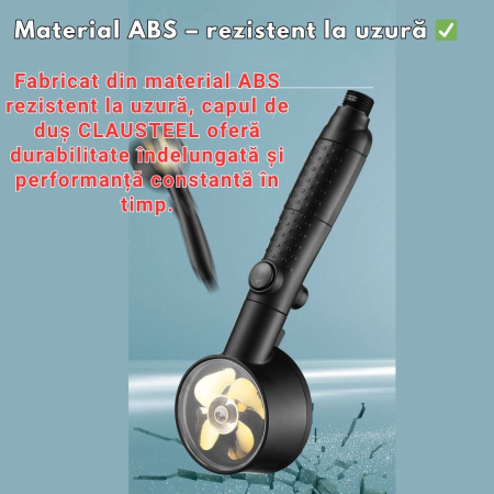 Set de Dus inteligent cu afisaj digital al temperaturii, Cap de dus de inalta presiune cu Suport si Furtun incluse si 5 moduri de functionare, negru [4]