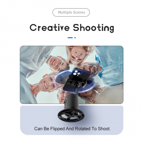 Suport inteligent de telefon, rotativ 360°, profesional, cu urmarire automata a fetei si telecomanda bluetooth, ideal pentru Vlog, Tik Tok, Streaming, Negru [6]