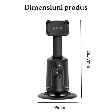 Suport inteligent de telefon, rotativ 360°, profesional, cu urmarire automata a fetei si telecomanda bluetooth, ideal pentru Vlog, Tik Tok, Streaming, Negru [8]