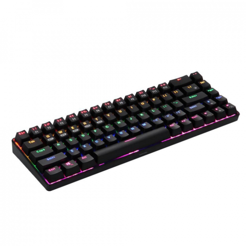 Tastatura Mecanica Wireless 2.4Ghz CLAUSTEEL, 68 Taste, Bluetooth, 15M Range, Cablu, RGB, Functie Hot-Swap, Compatibila Mac/Windows/IOS/Android, Incarcare USB, Acumulator 3000 mAh, Neagra [1]