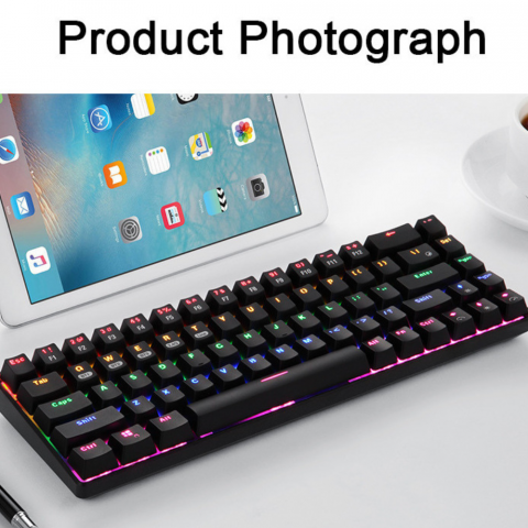 Tastatura Mecanica Wireless 2.4Ghz CLAUSTEEL, 68 Taste, Bluetooth, 15M Range, Cablu, RGB, Functie Hot-Swap, Compatibila Mac/Windows/IOS/Android, Incarcare USB, Acumulator 3000 mAh, Neagra [4]