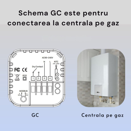 Termostat de Ambient CLAUSTEEL, Design modern, Wireless, Programare Saptamanala, Smart, Control de la Orice Distanta, Compatibil cu Orice Centrala, Afisereaza temperatura si ora, Incastrabil [7]