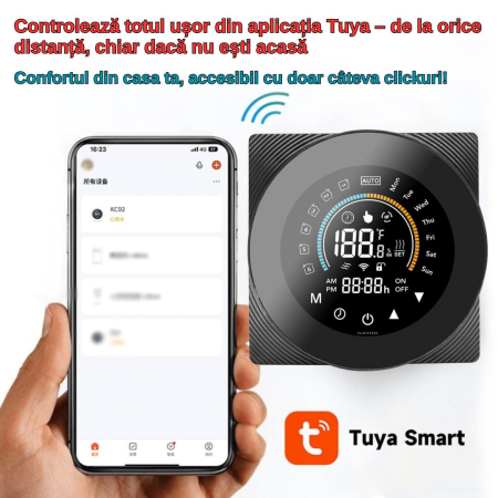 Termostat de Ambient CLAUSTEEL, Design modern, Wireless, Programare Saptamanala, Smart, Control de la Orice Distanta, Compatibil cu Orice Centrala, Afisereaza temperatura si ora, Incastrabil [2]