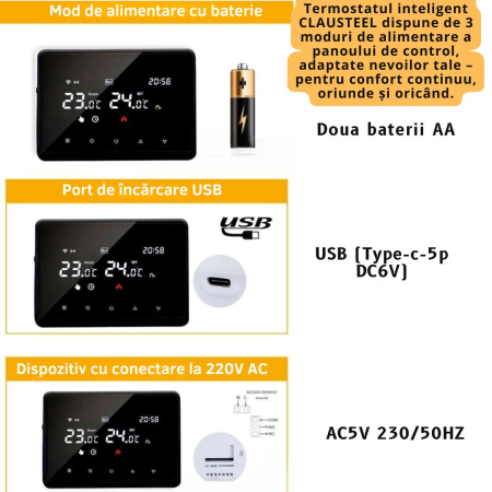 Termostat de Ambient CLAUSTEEL ME98, Wireless Touchscreen, Programare Saptamanala, Smart, Control de la Orice Distanta a Temperaturii Prin Internet/Telefon, Compatibil cu Orice Centrala, Incastrabil s [6]